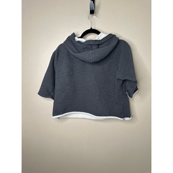 Melrose & Market Women's Gray Sweatshirt Size small short sleeve hooded cotton - Picture 5 of 6